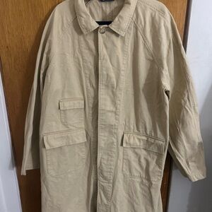 Vintage Polo Ralph Lauren Field Coat Hunting Safari Style Trench Coat Khaki LG